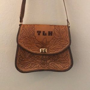 Vintage hand tooled western leather purse